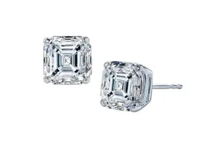 0.50 Carat T.W. Asscher Cut White Gold Diamond Studs