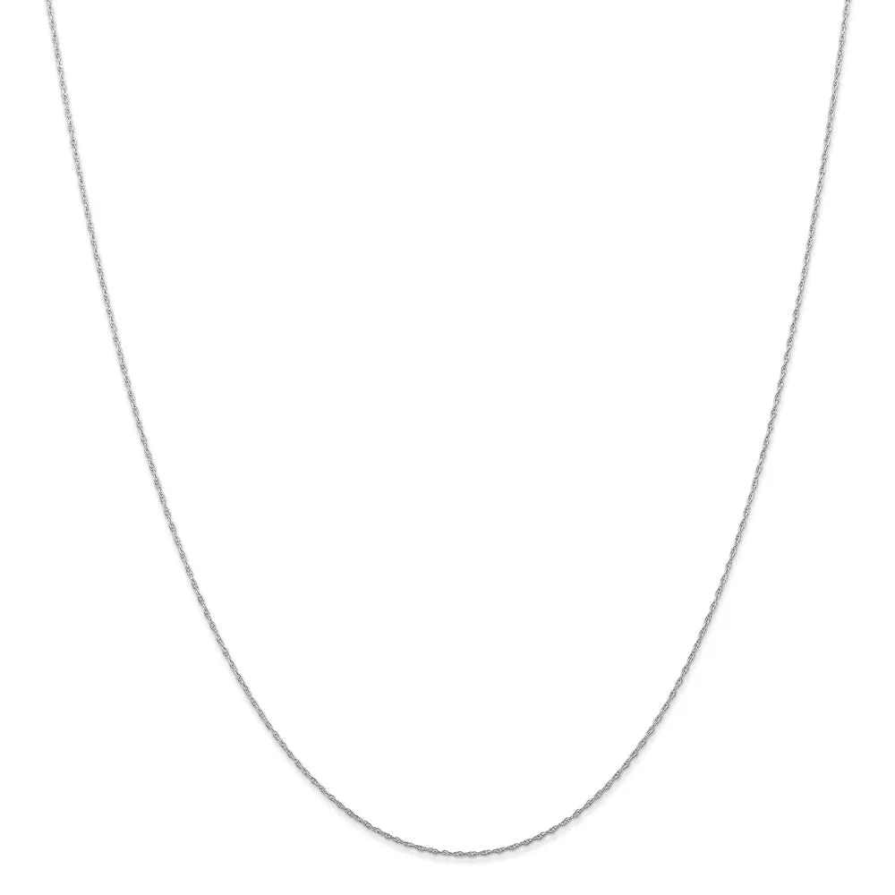 0.5mm, 10k White Gold, Cable Rope Chain Necklace