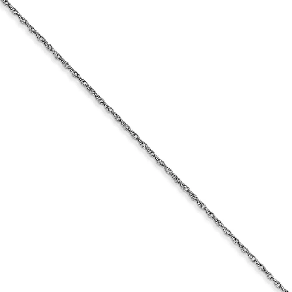 0.5mm, 10k White Gold, Cable Rope Chain Necklace