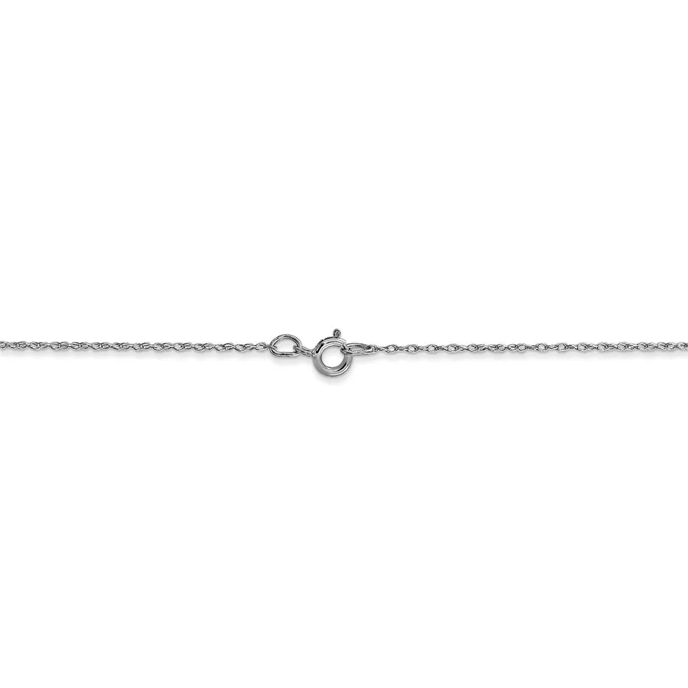 0.5mm, 10k White Gold, Cable Rope Chain Necklace