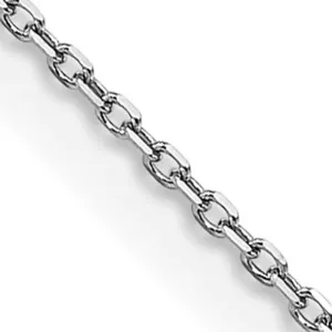 0.8mm 14K White Gold Solid Diamond Cut Rolo Chain Necklace