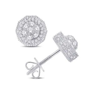 10 Karat White Gold 0.40 Carat Diamond 3D Dome Earrings-0126253-WG