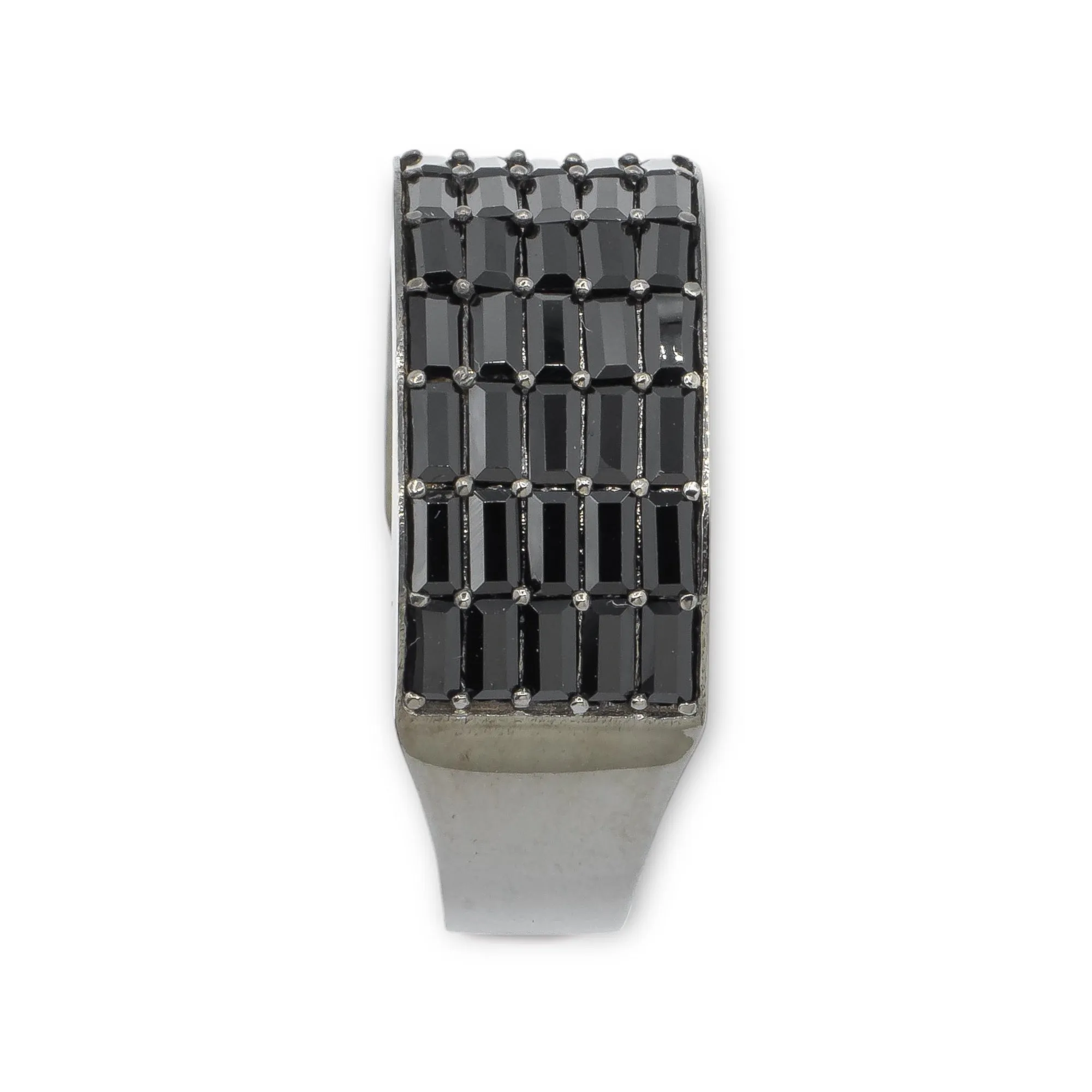 10k Black Rhodium Plated Black Baguette Diamond Ring 3.80 ctw