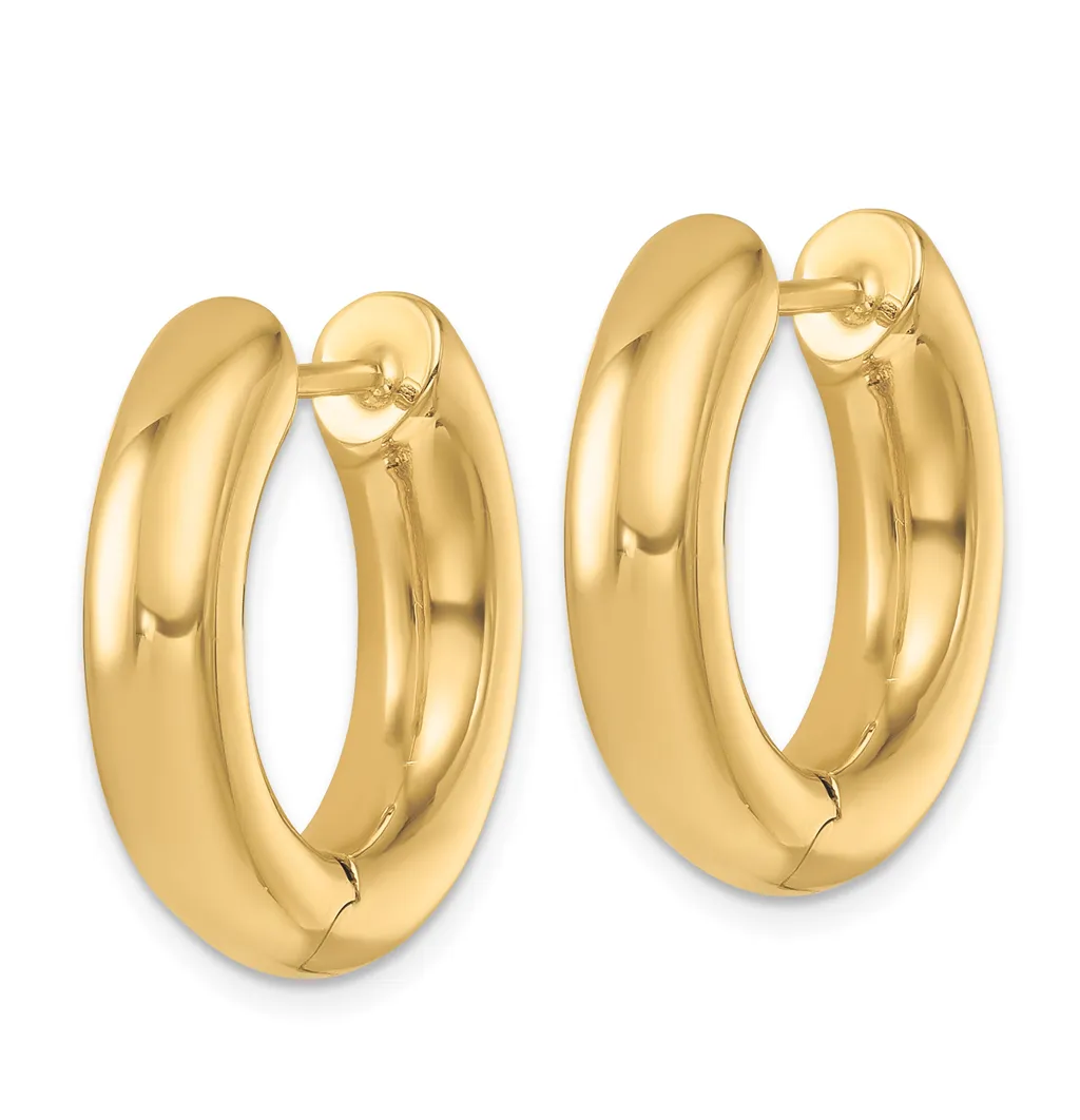 10K Yellow Gold Polished Huggie Hoop Earrings