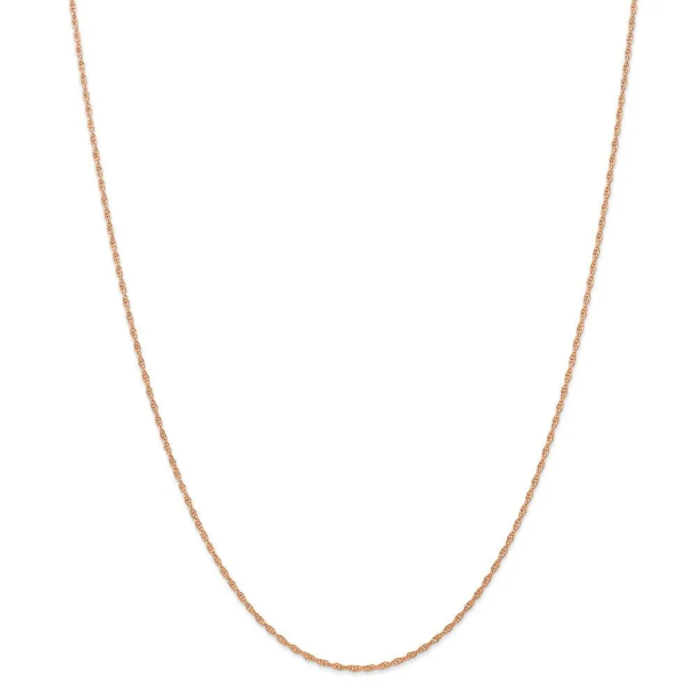 1.15mm 14k Rose Gold Solid Cable Rope Chain Necklace