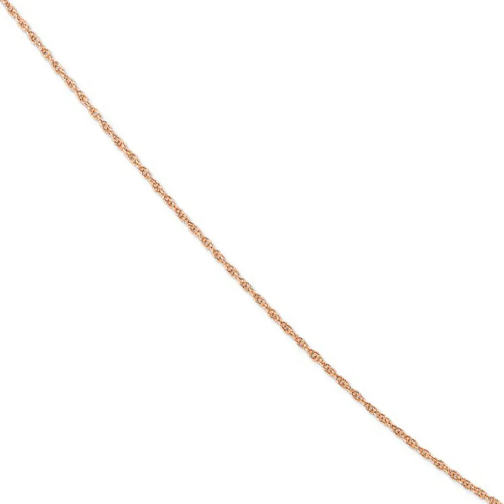 1.15mm 14k Rose Gold Solid Cable Rope Chain Necklace