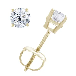 1/2 cttw Diamond Solitaire Stud Earrings in 14K Yellow Gold