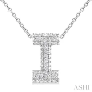 1/20 Ctw Bubble Accent Initial 'I' Round Cut Diamond Fashion Pendant With Chain in Sterling Silver