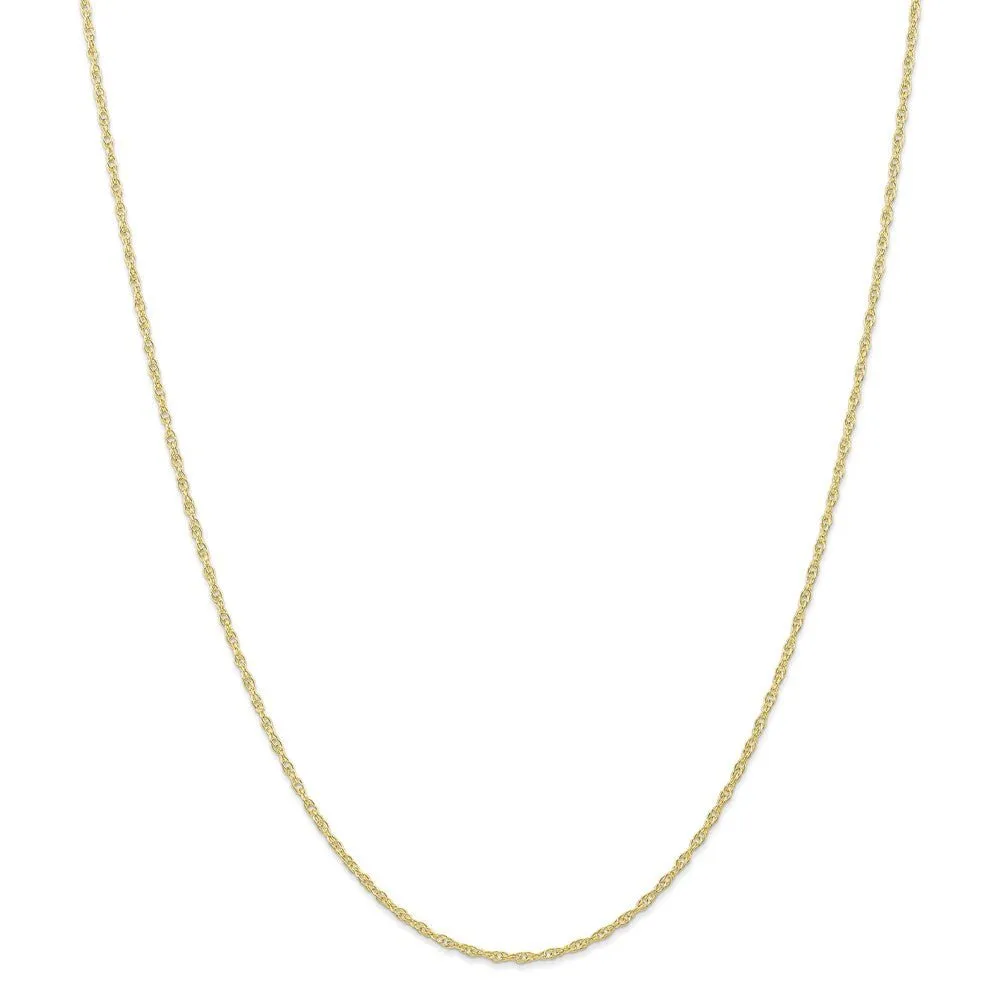 1.35mm 10k Yellow Gold Solid Cable Rope Chain Necklace