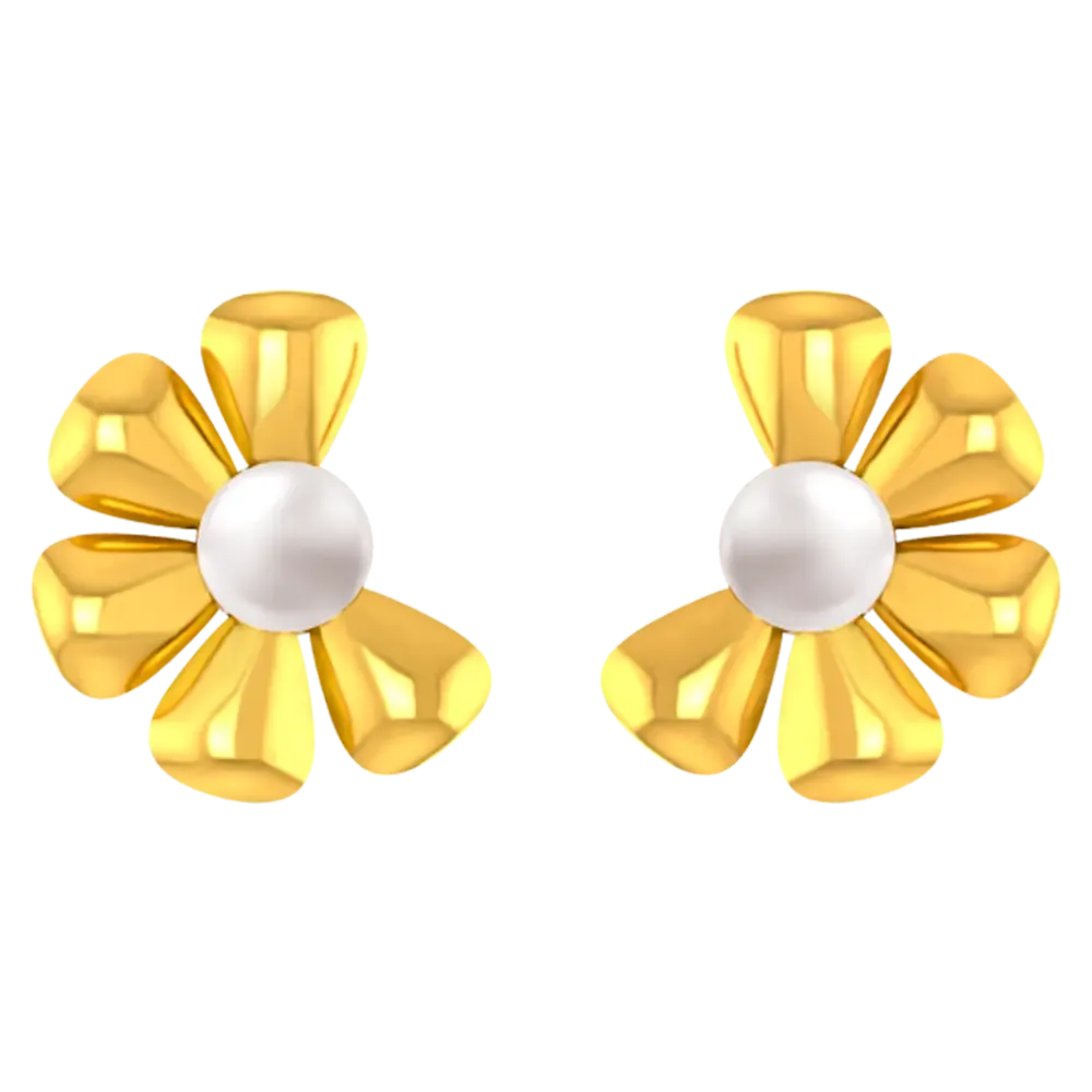 14k Dainty Earrings With Half Floral Design From Online Exclusive