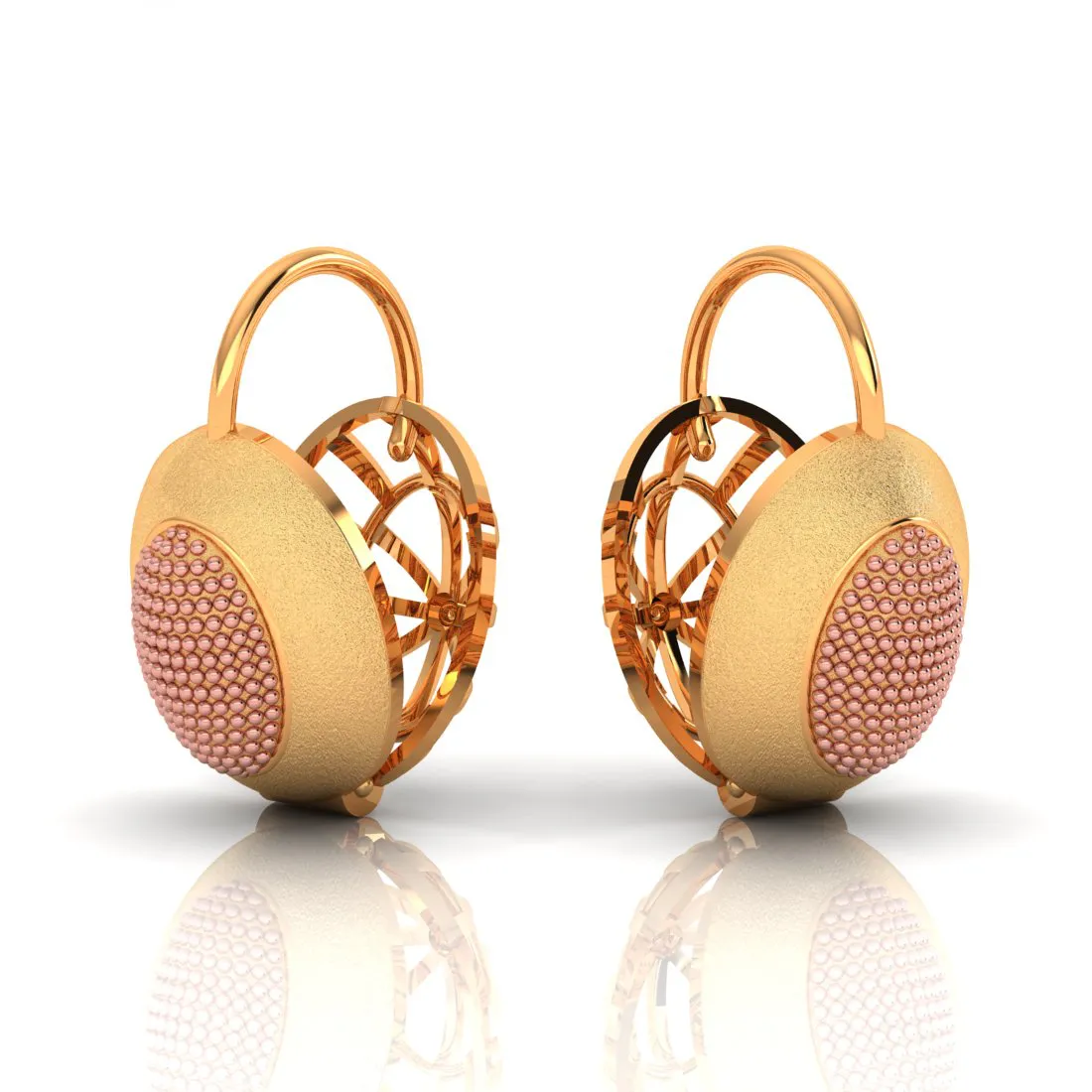 14k Gold Earrings With Intricate Artistry And A Dash Of Yellow Gold Colour