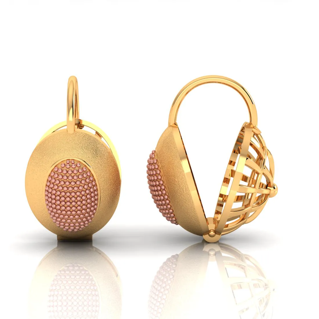 14k Gold Earrings With Intricate Artistry And A Dash Of Yellow Gold Colour