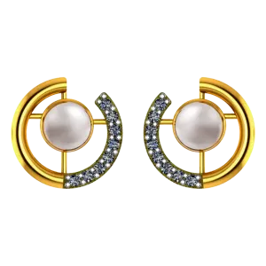 14k Gold Earrings With Pearl And Stone Detailing