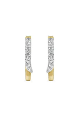 14K Two Tone Gold Cubic Zirconia Kid's Hoop Earrings