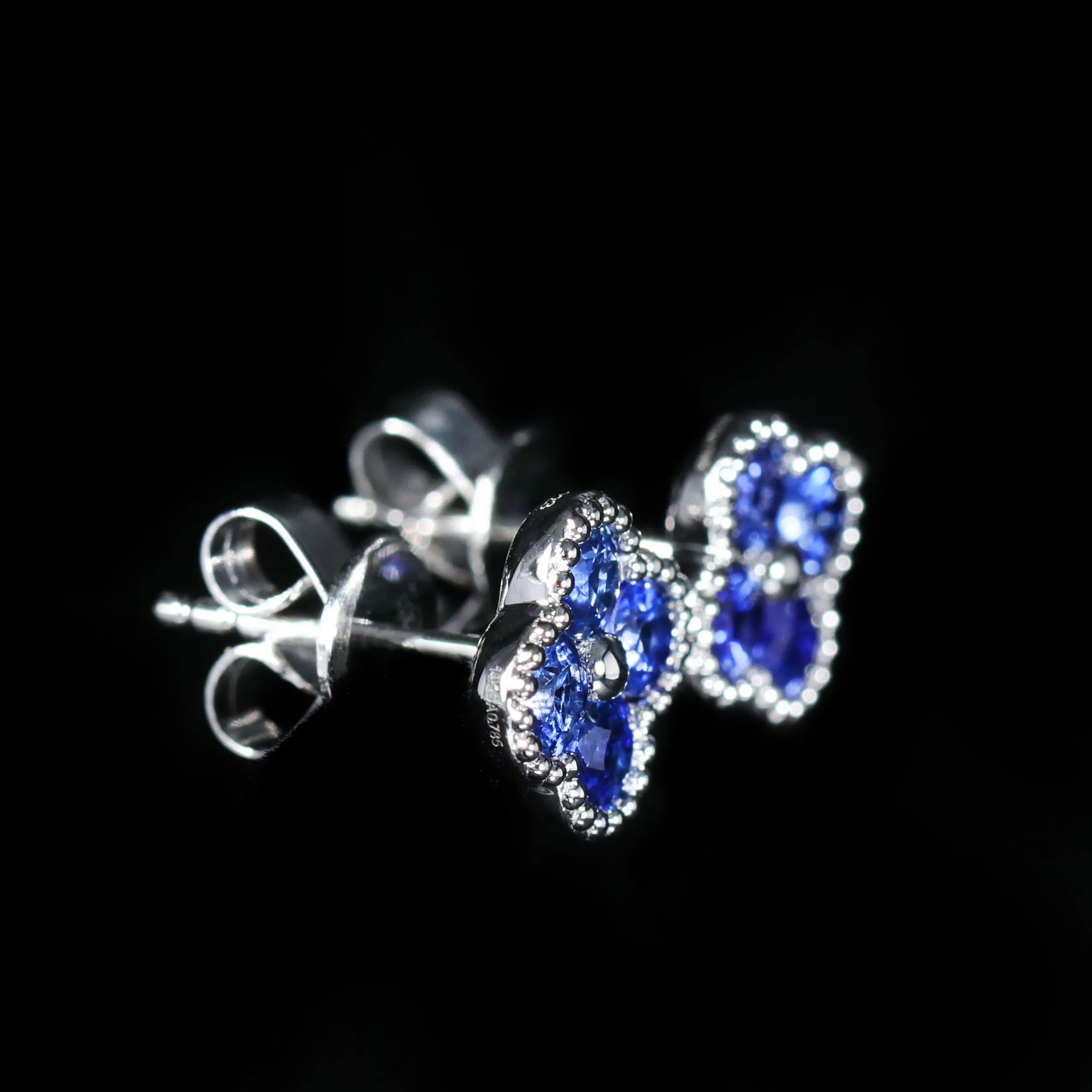 14K White Gold 1.57 CTW Sapphire Stud Earrings