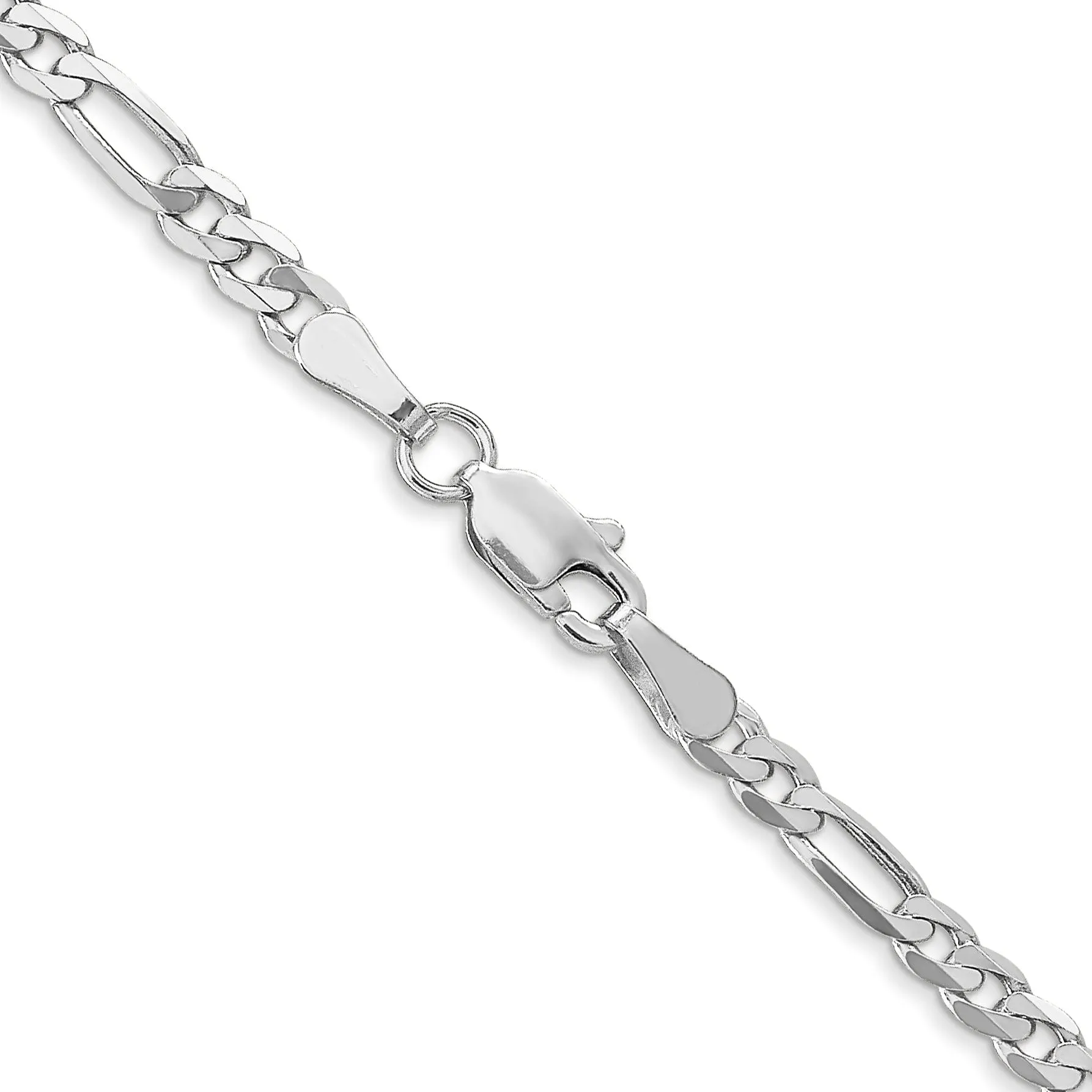 14k White Gold 3.0mm Flat Figaro Chain