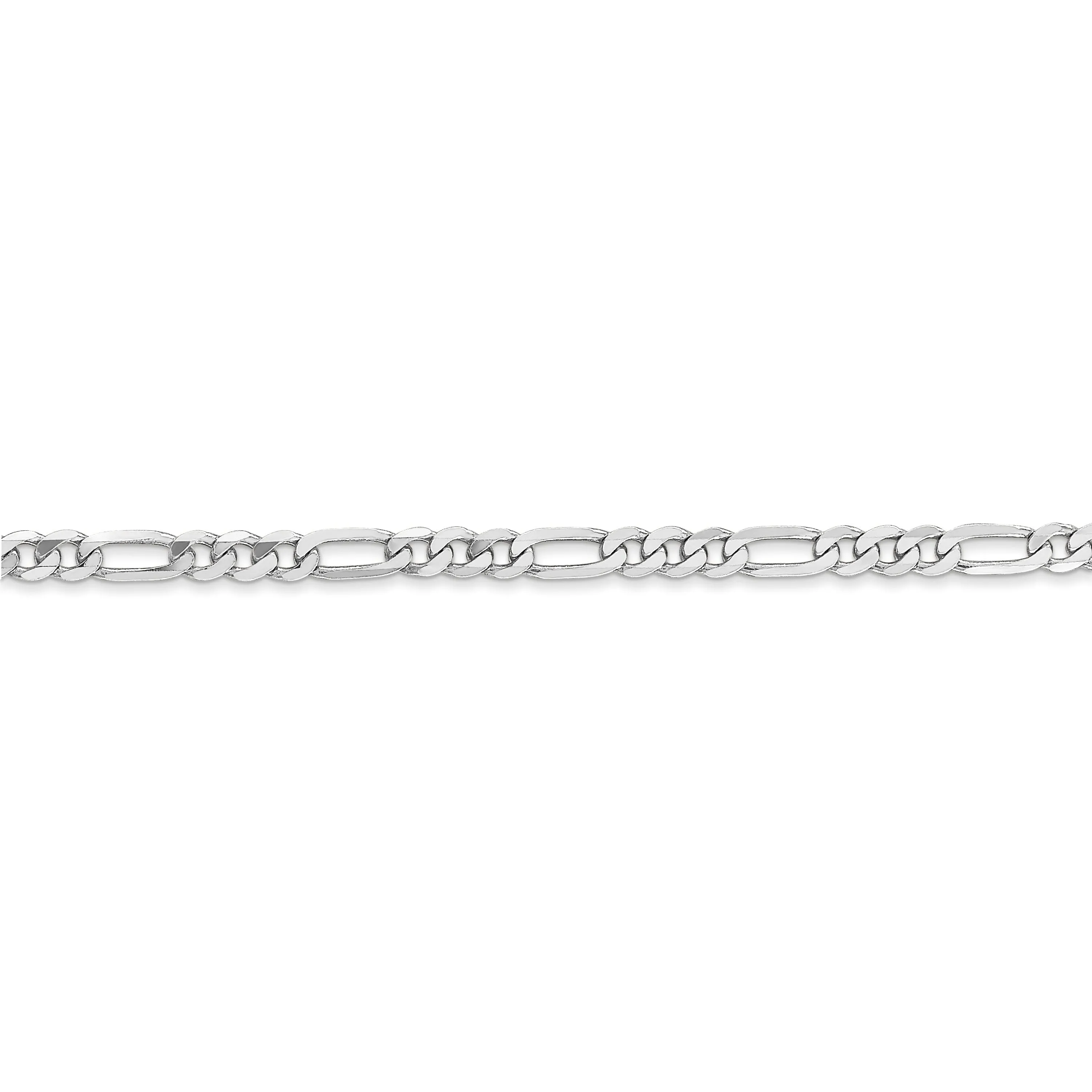 14k White Gold 3.0mm Flat Figaro Chain