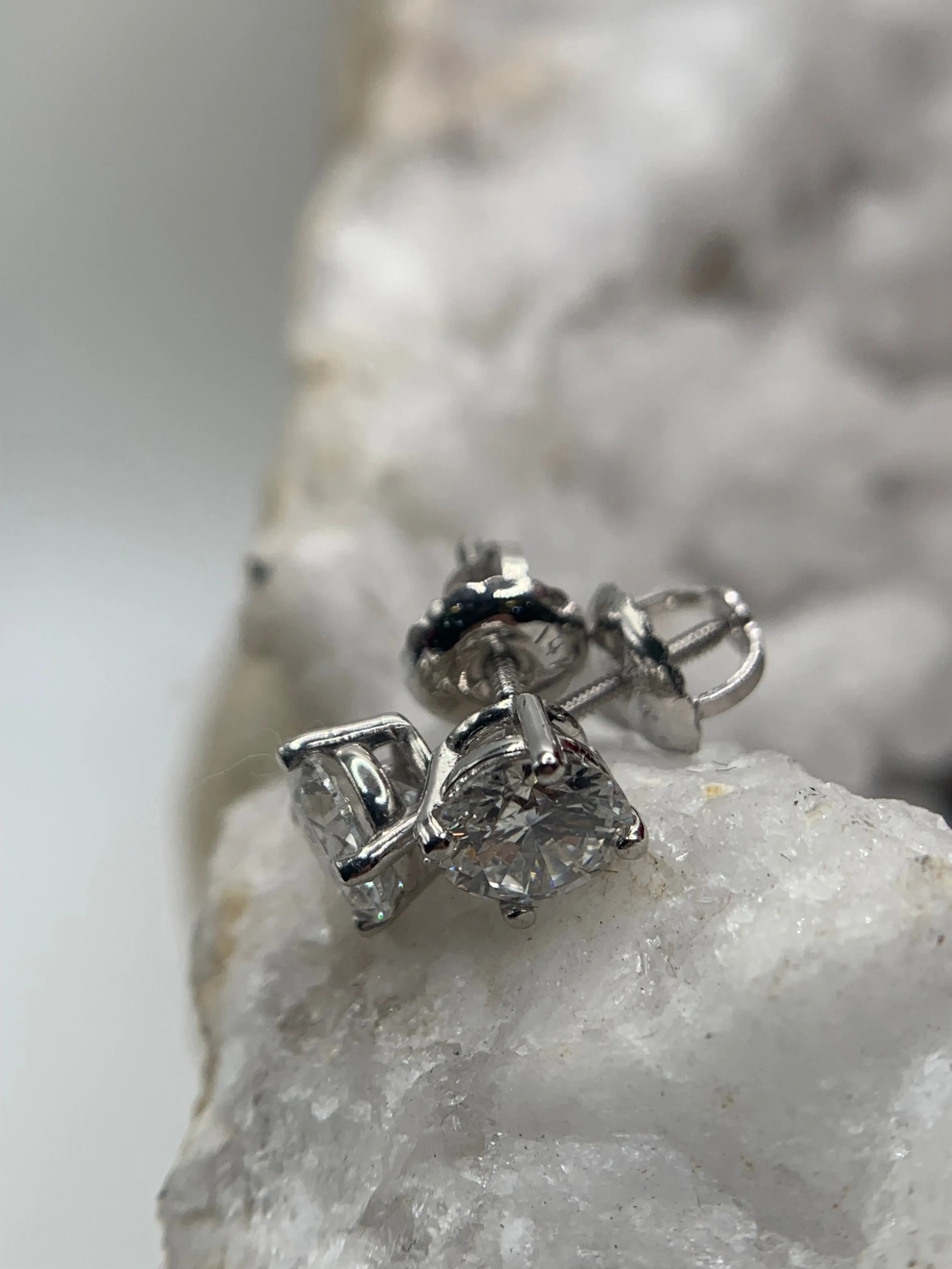 14K White Gold Lab Diamond Studs (1ct)