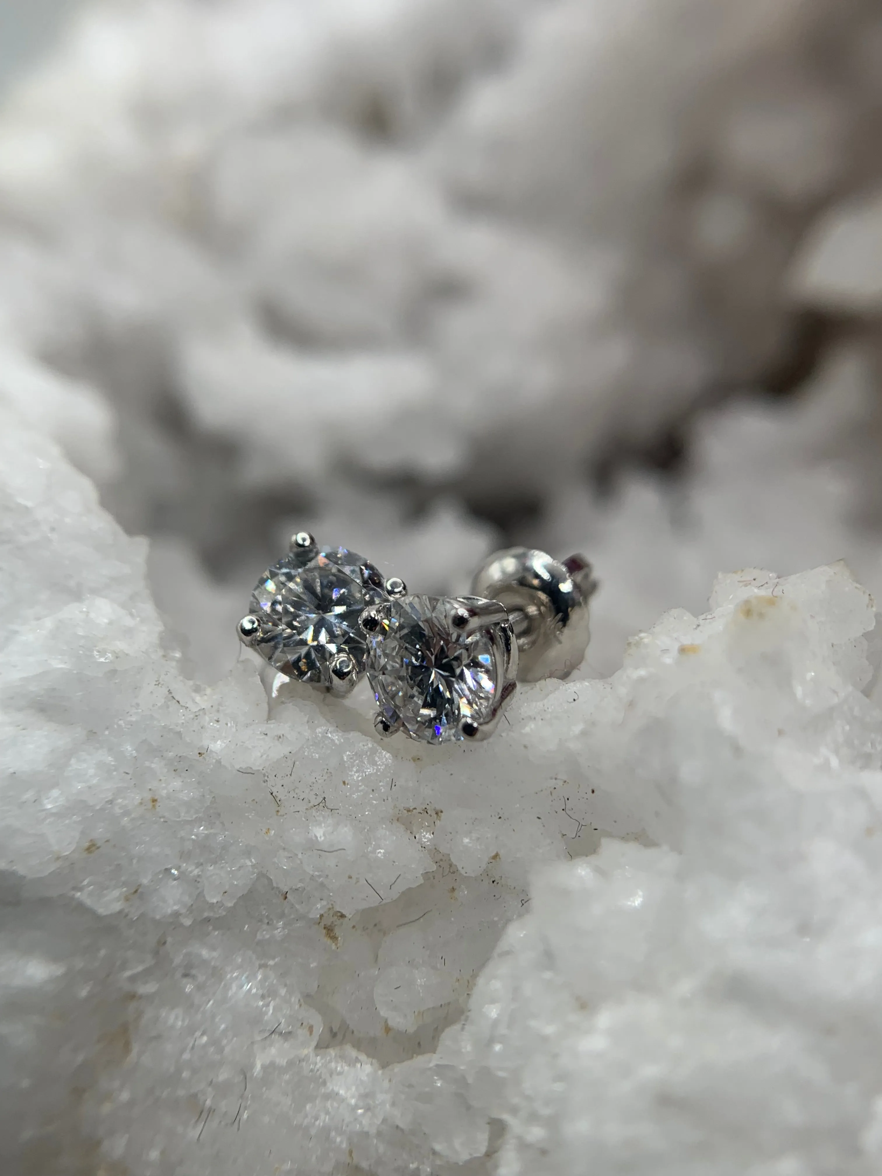 14K White Gold Lab Diamond Studs (1ct)