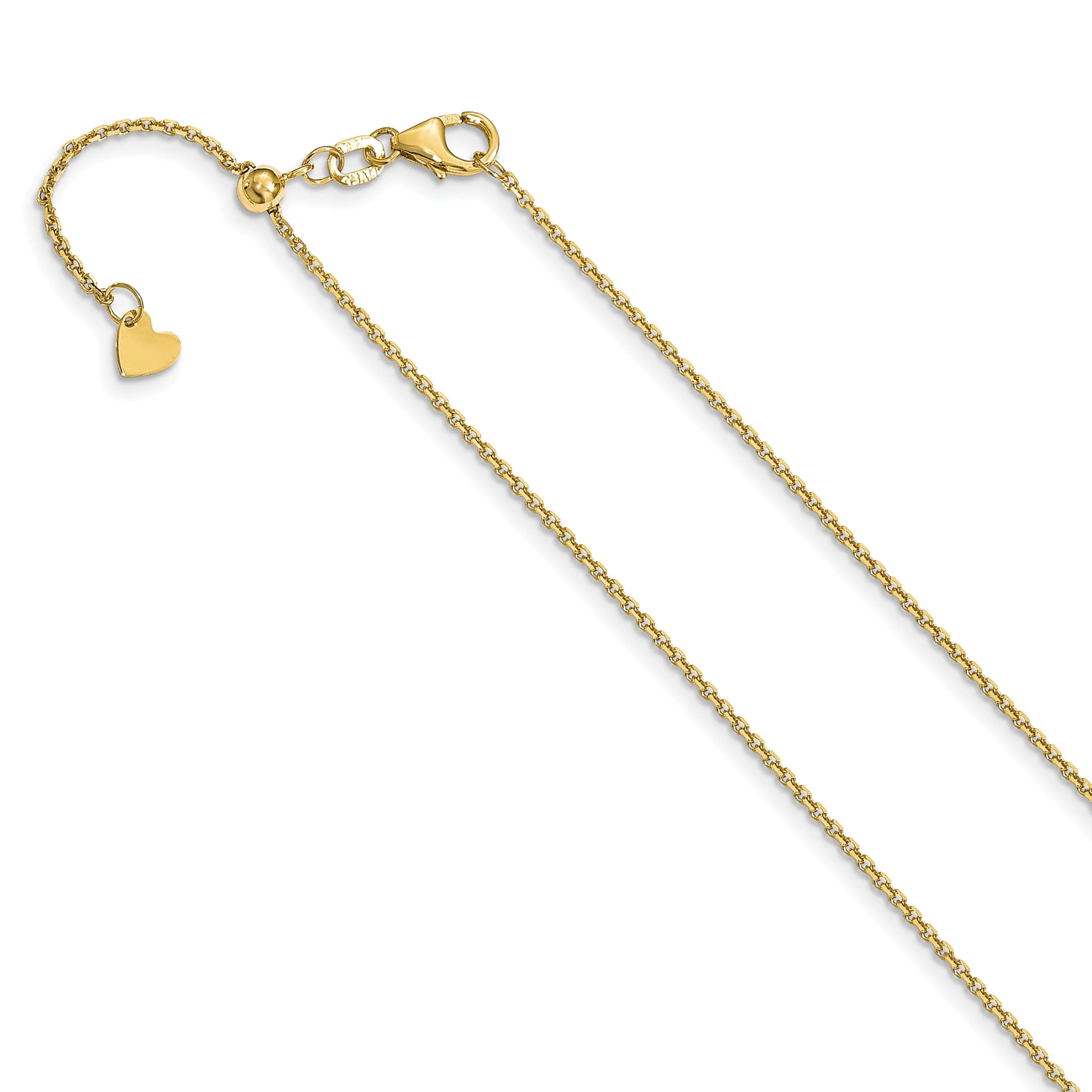 14k Yellow Gold 1.25m DC Adjustable Cable Chain