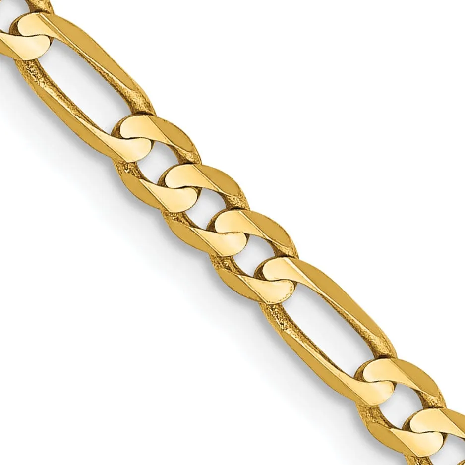 14k Yellow Gold 3.00m Concave Open Figaro Chain