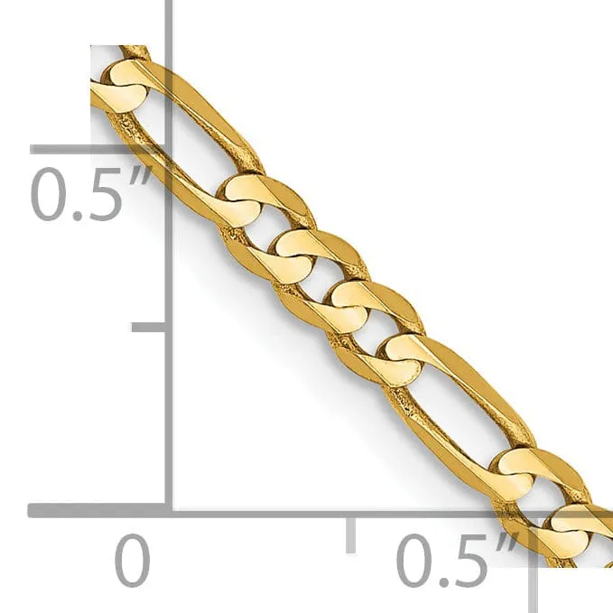 14k Yellow Gold 3.00m Concave Open Figaro Chain