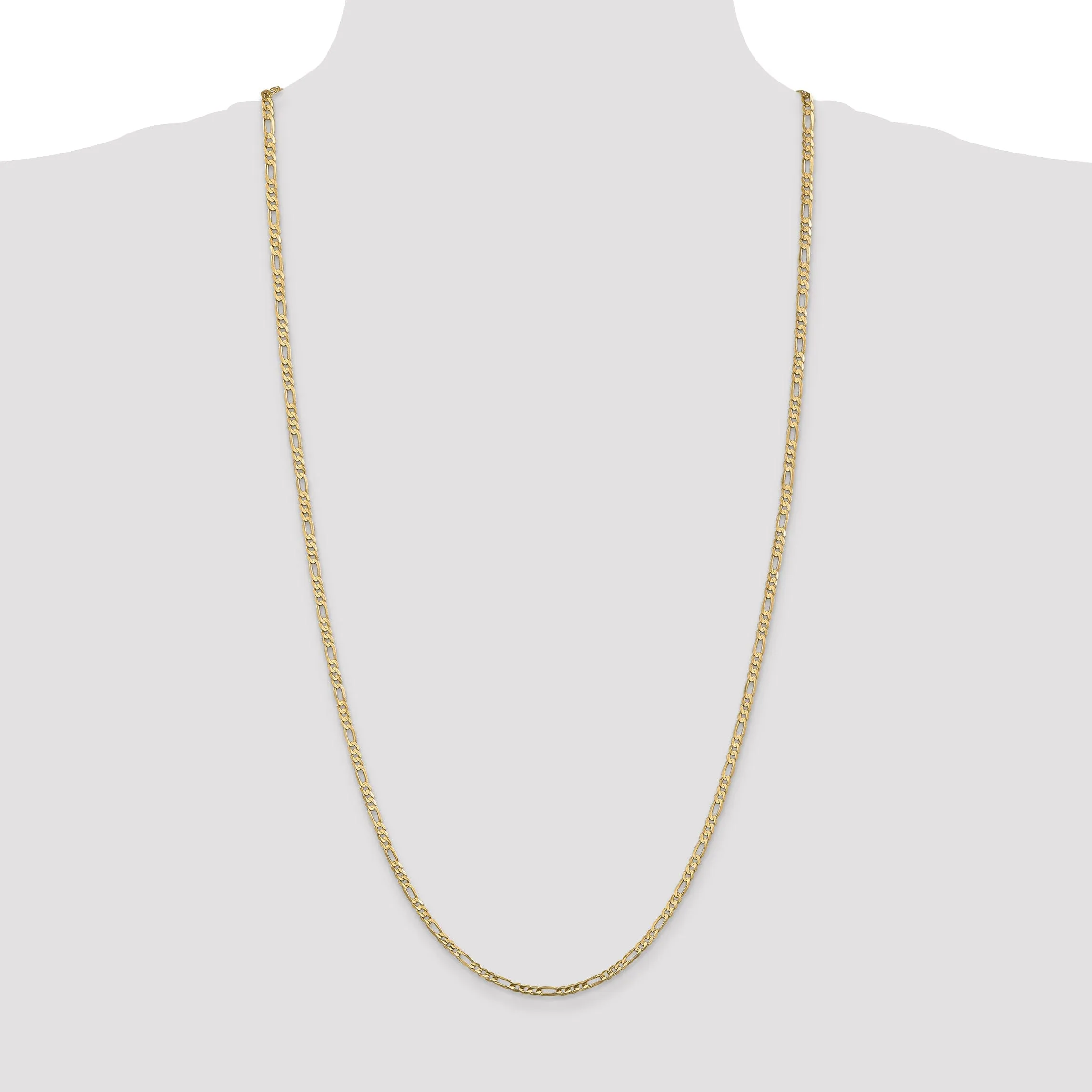 14k Yellow Gold 3.00m Concave Open Figaro Chain