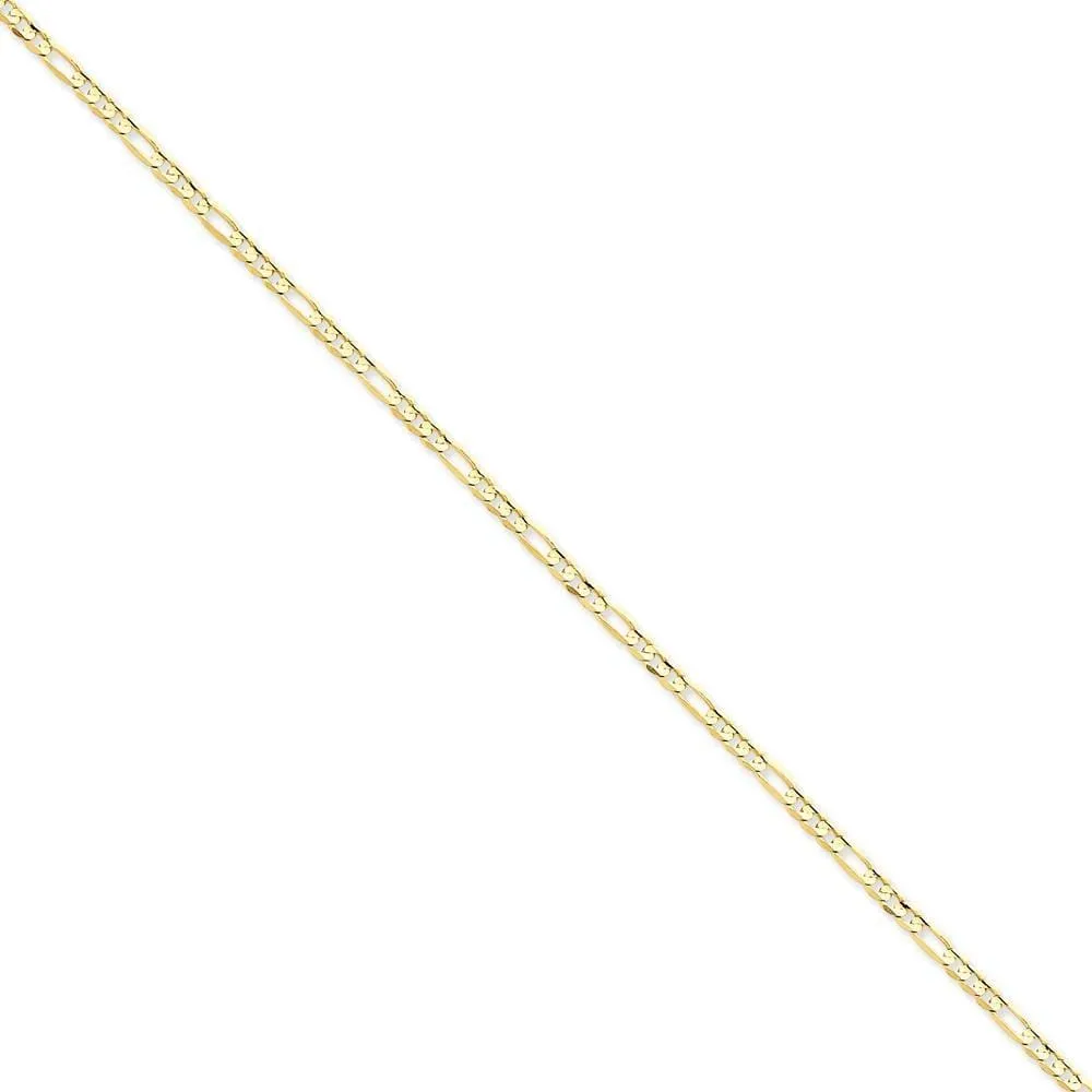 14k Yellow Gold 3.00m Concave Open Figaro Chain