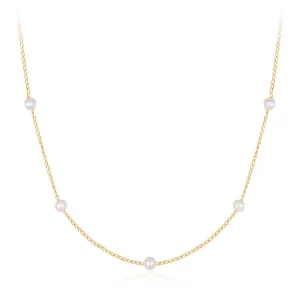 14K Yellow Gold Pearl Station Necklace by Aurelie Gi