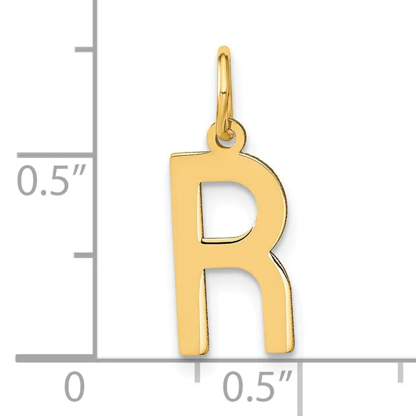 14k Yellow Gold Women's Letter R Initial Charm Pendant