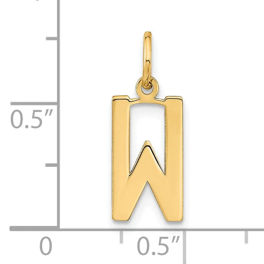 14k Yellow Gold Women's Letter W Initial Charm Pendant