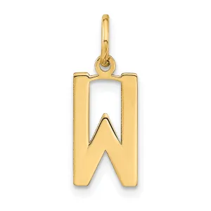 14k Yellow Gold Women's Letter W Initial Charm Pendant