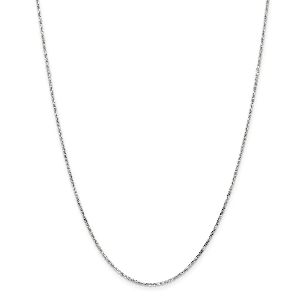 1.4mm, 14k White Gold, Diamond Cut Solid Cable Chain Necklace