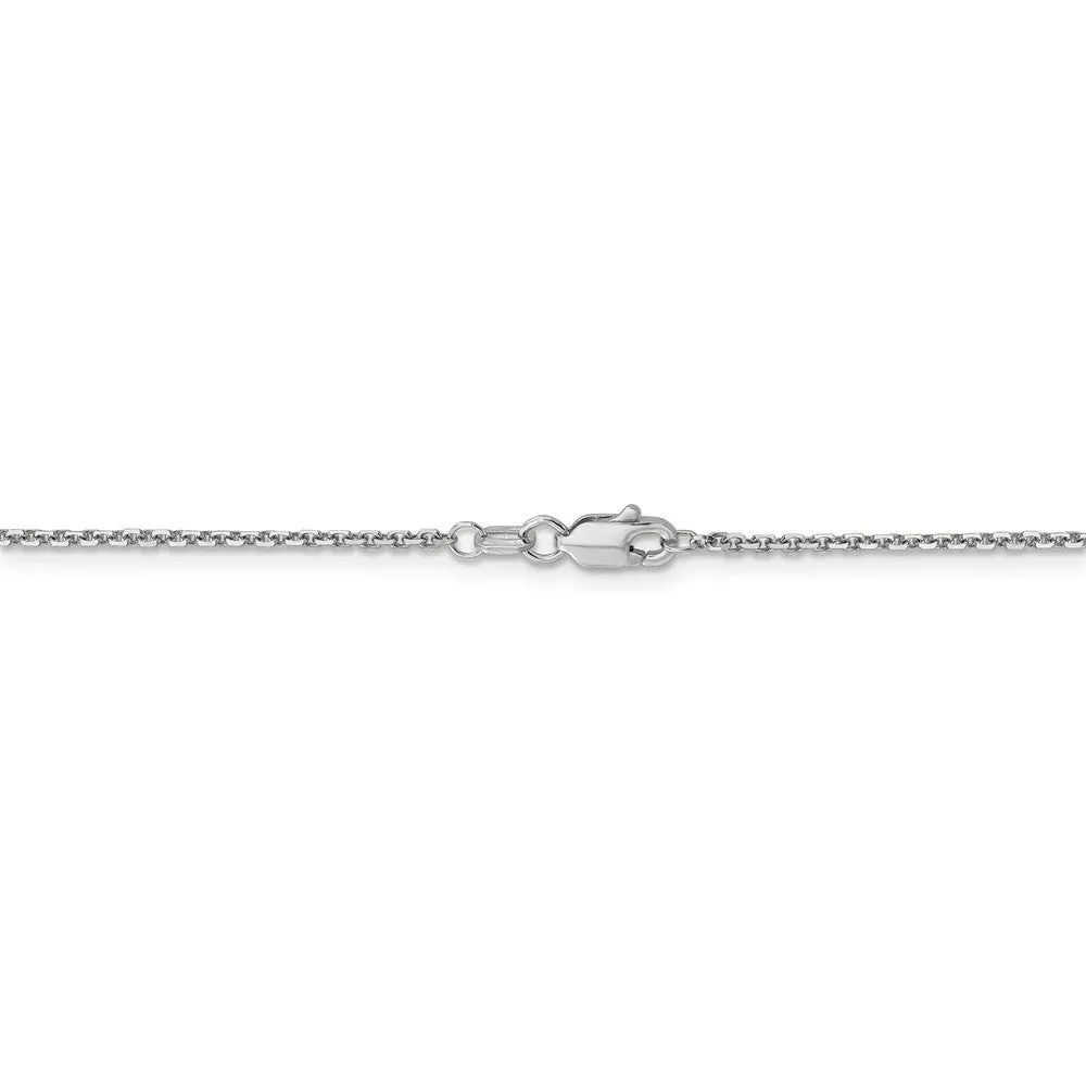 1.4mm, 14k White Gold, Diamond Cut Solid Cable Chain Necklace