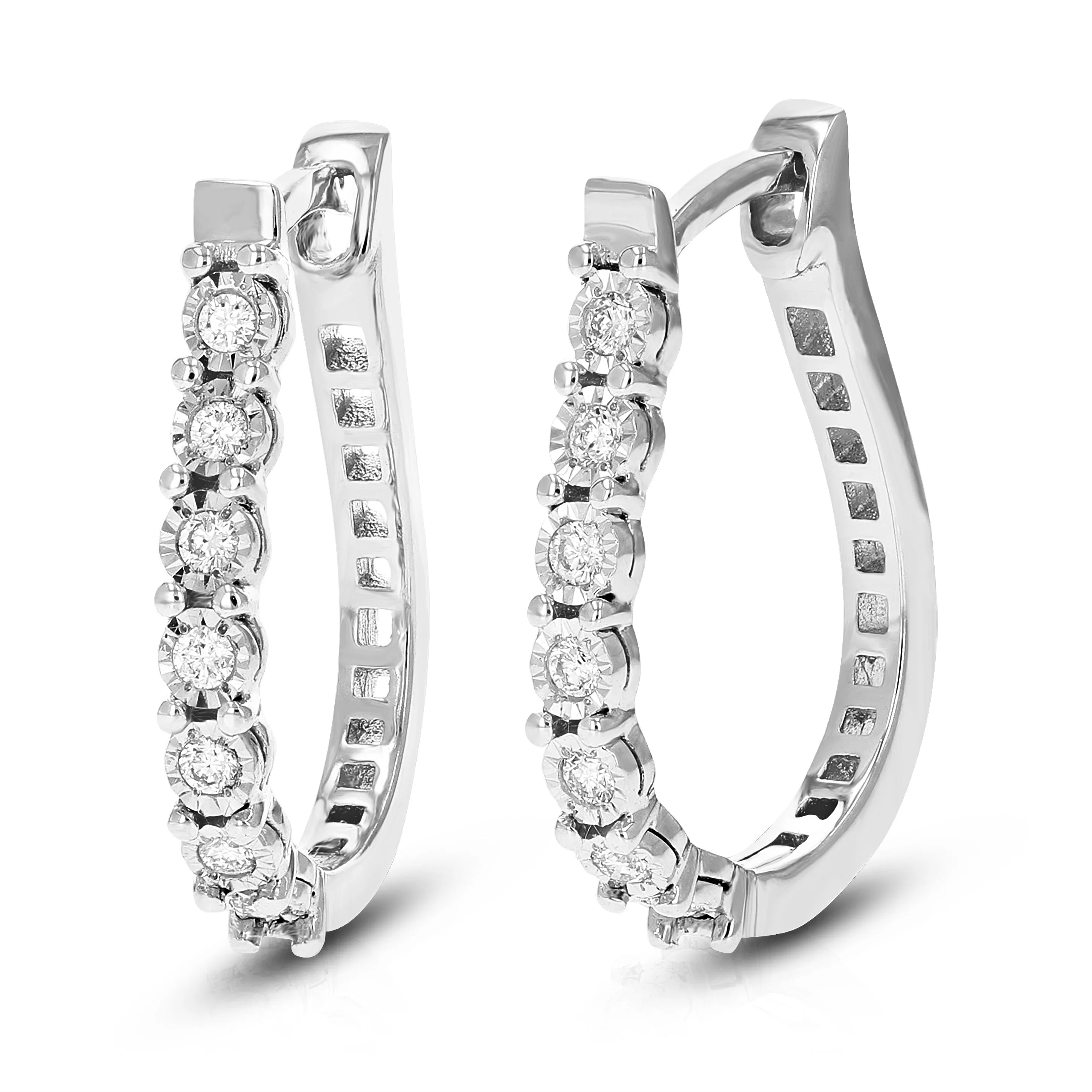 1/5 cttw Lab Grown Diamond Hoop Huggee Earring in Sterling Silver