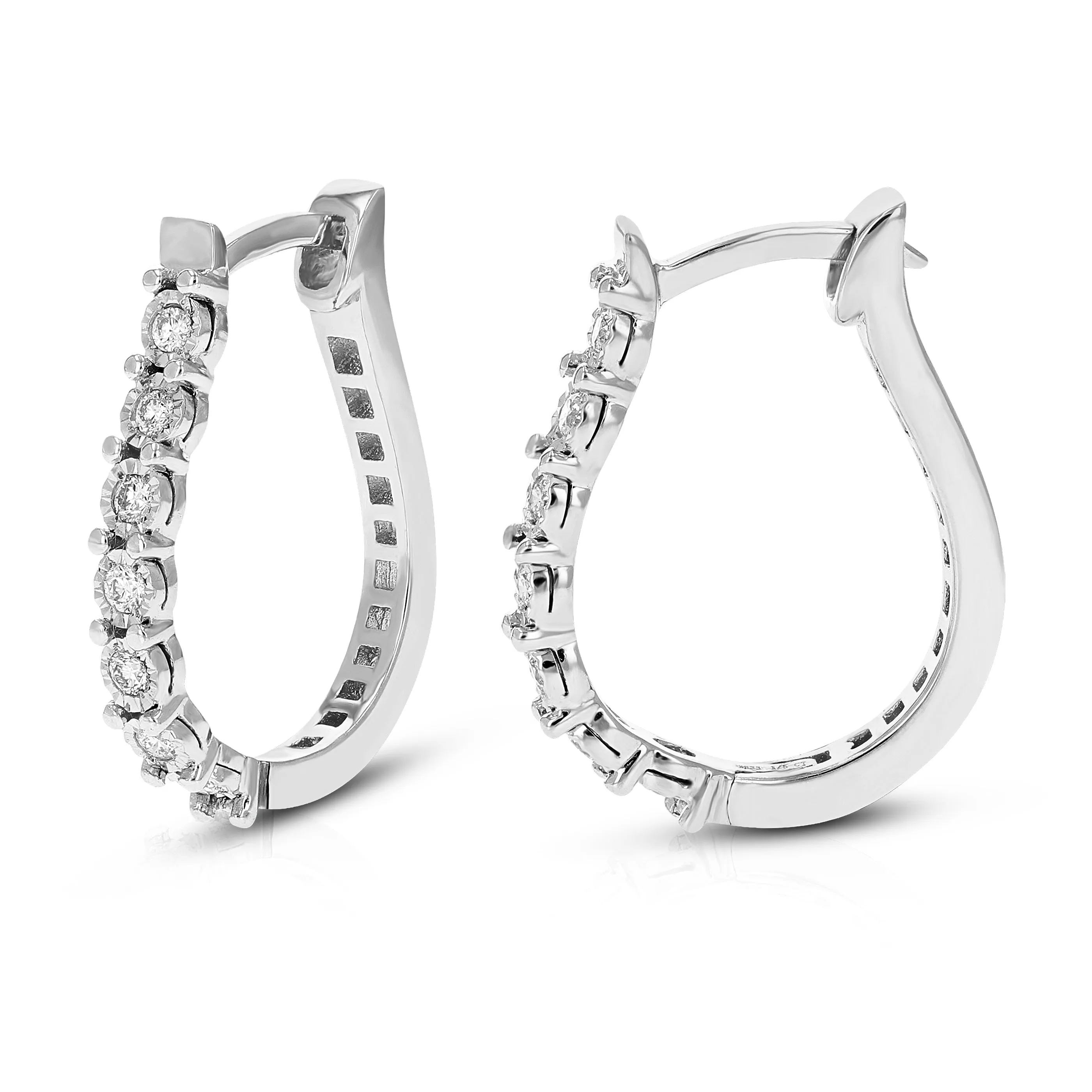 1/5 cttw Lab Grown Diamond Hoop Huggee Earring in Sterling Silver