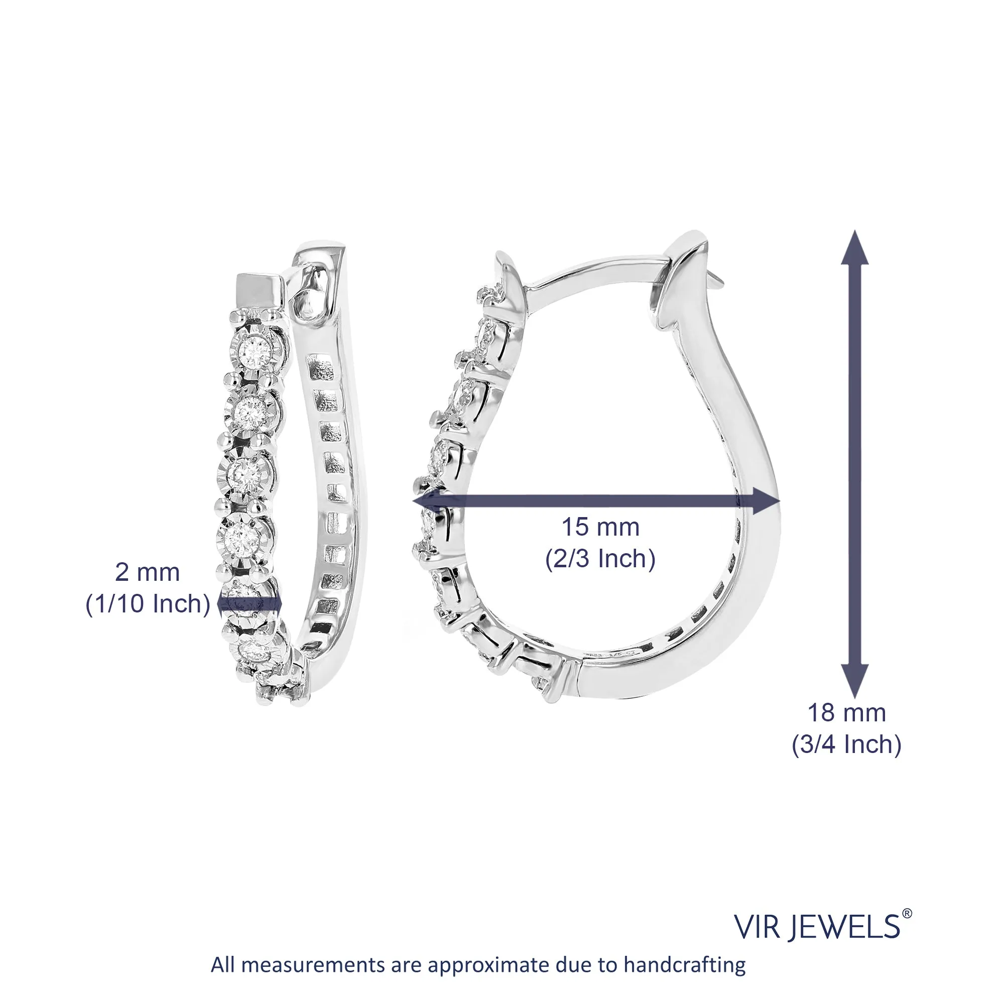 1/5 cttw Lab Grown Diamond Hoop Huggee Earring in Sterling Silver