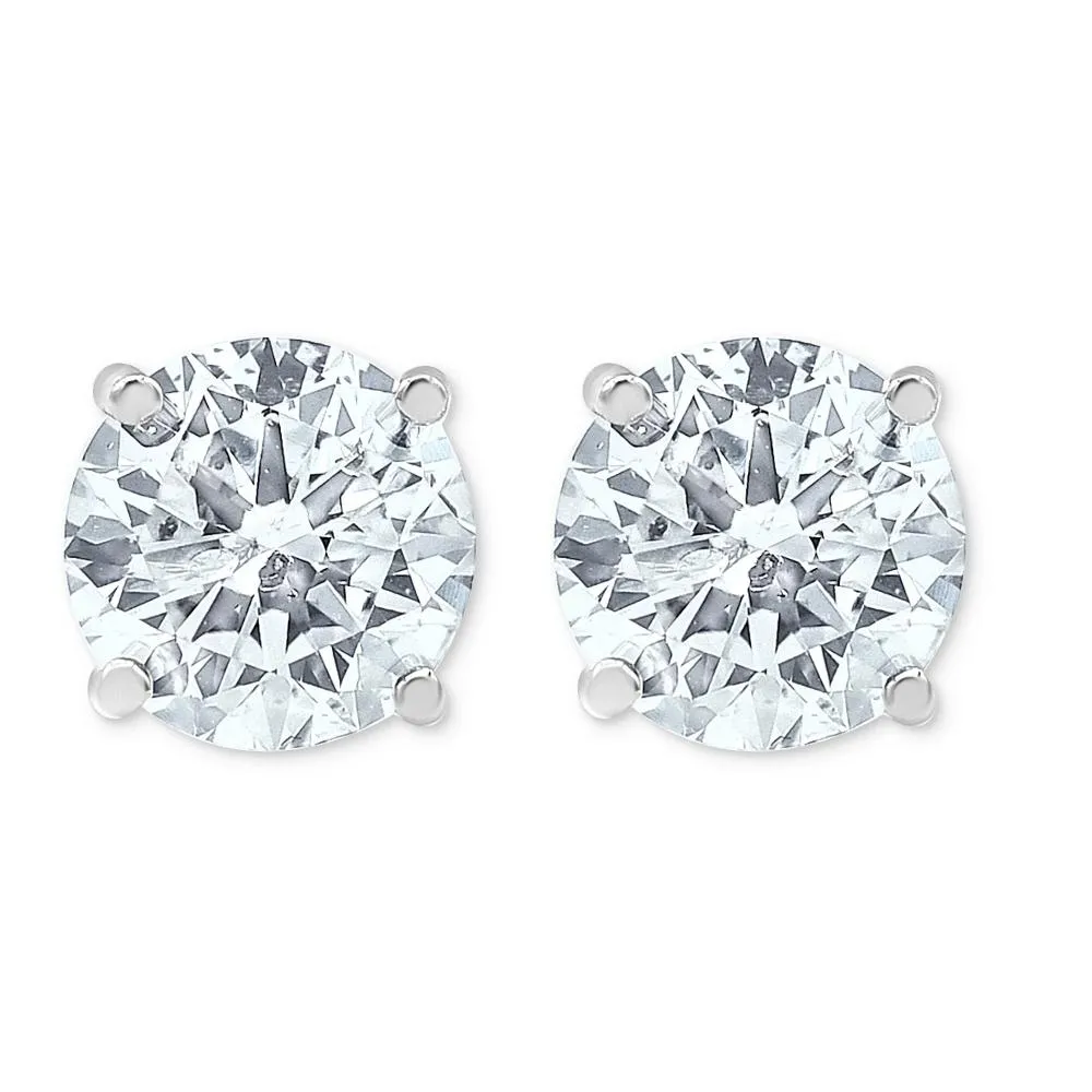 1/5Ct T.W. Round Cut Real Diamond Studs 14k White Gold Women's Earrings