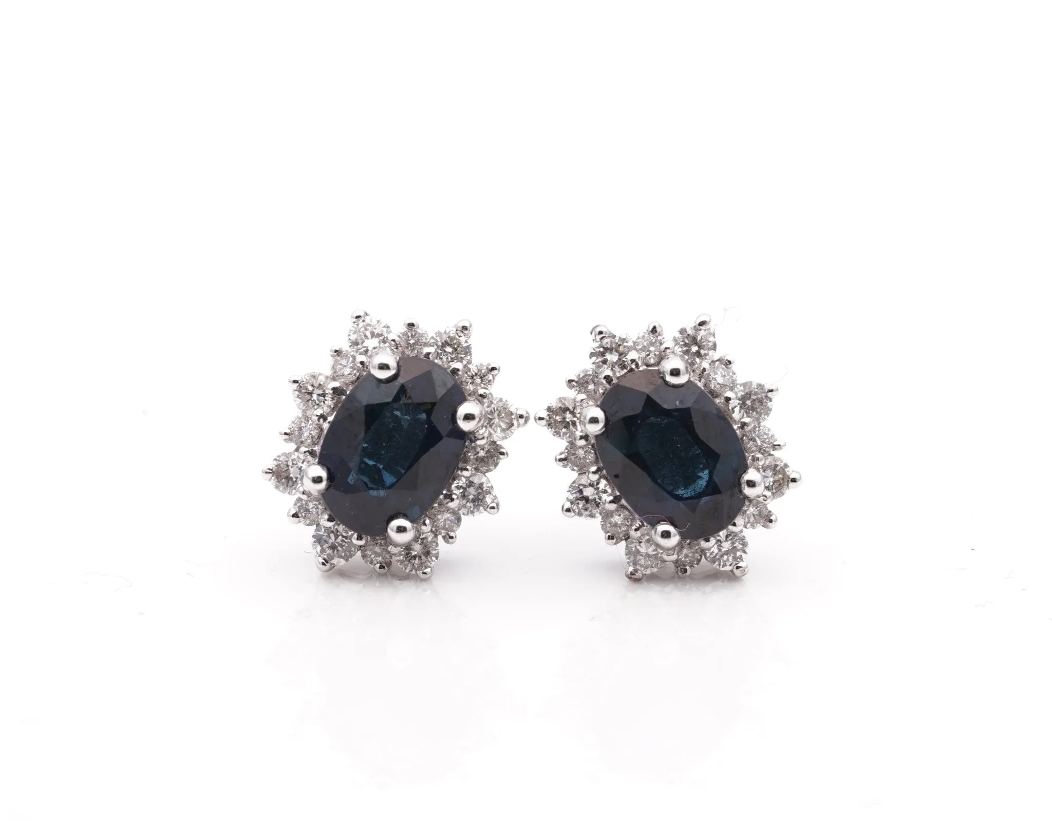 18CT White Gold Sapphire and Diamond Earrings