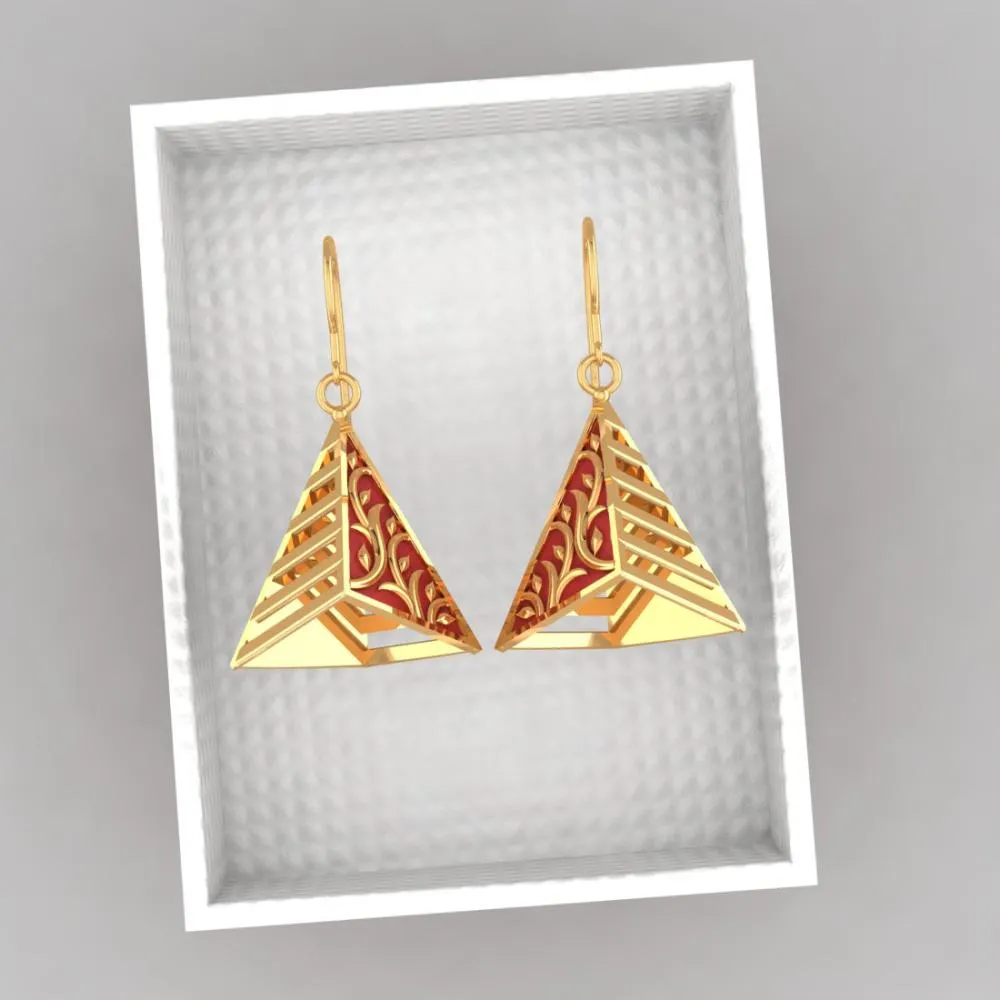 18k Magnificent Reddish-conical Gold Earrings