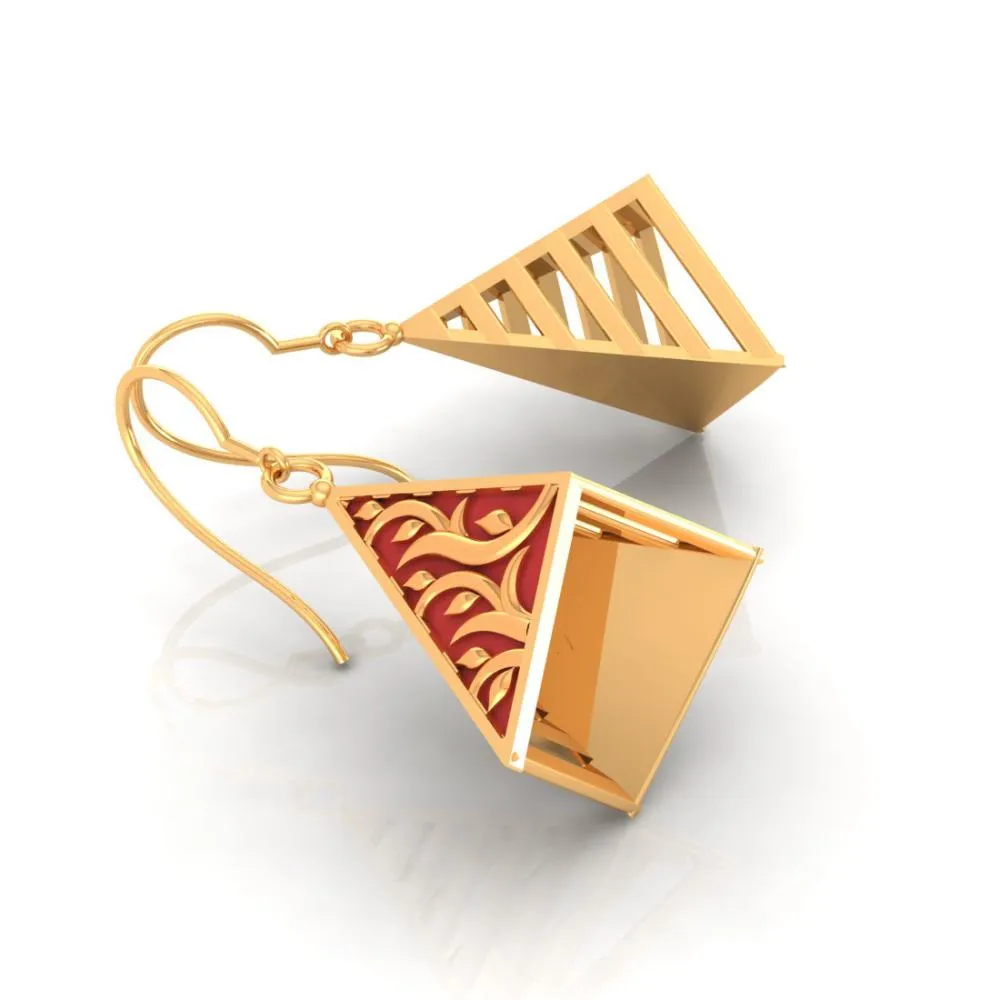 18k Magnificent Reddish-conical Gold Earrings