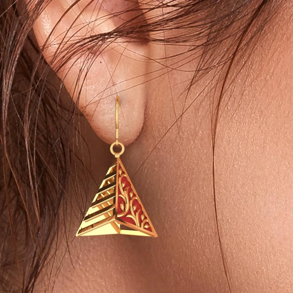 18k Magnificent Reddish-conical Gold Earrings