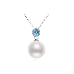 18K Solid Gold Diamond Pearl Necklace KN00106