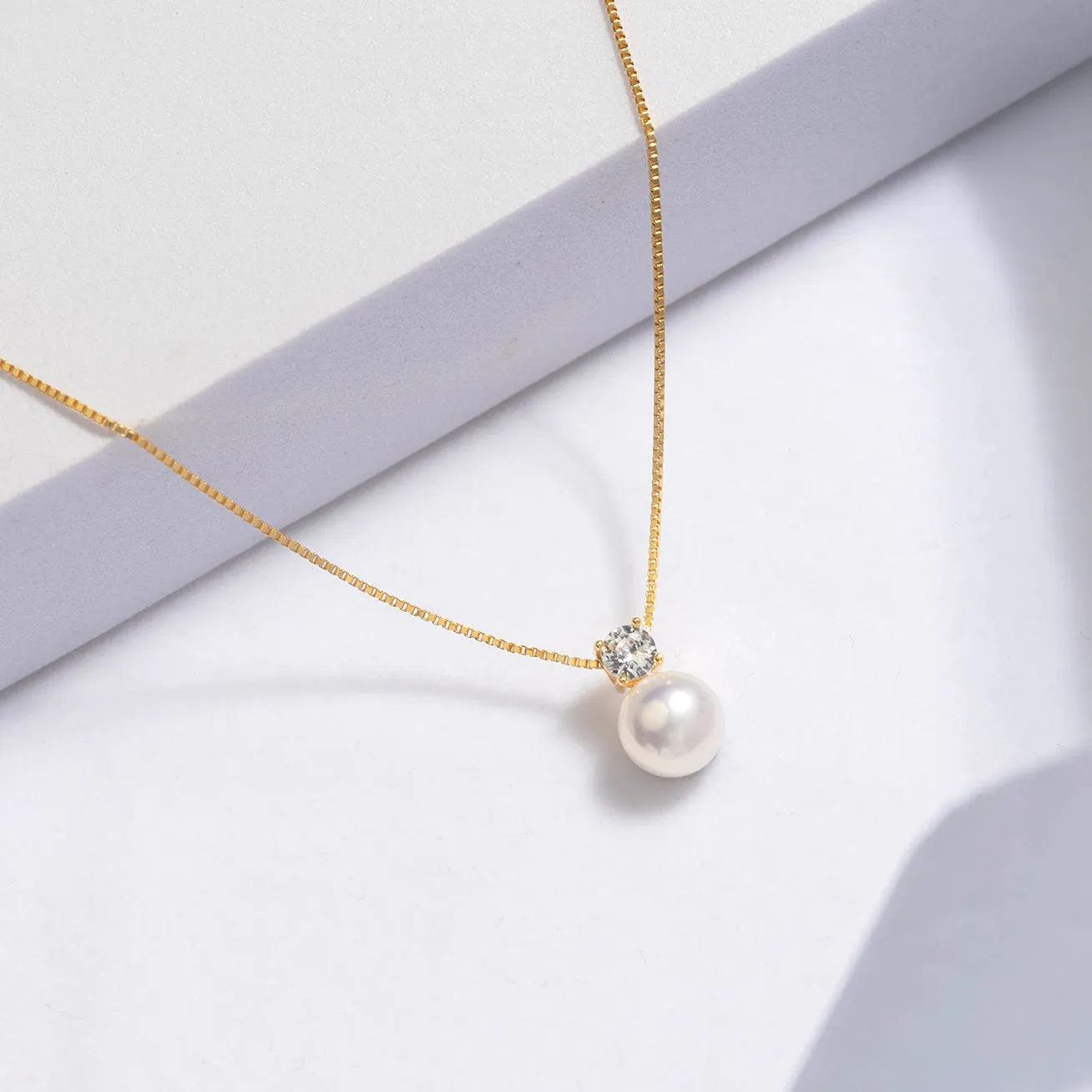 18K Solid Gold  Edison Pearl Necklace KN00041