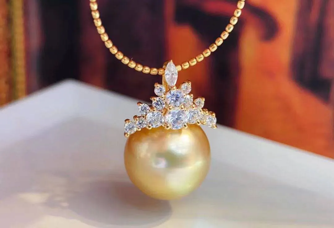 18K Solid Gold Pearl Necklace KN00005