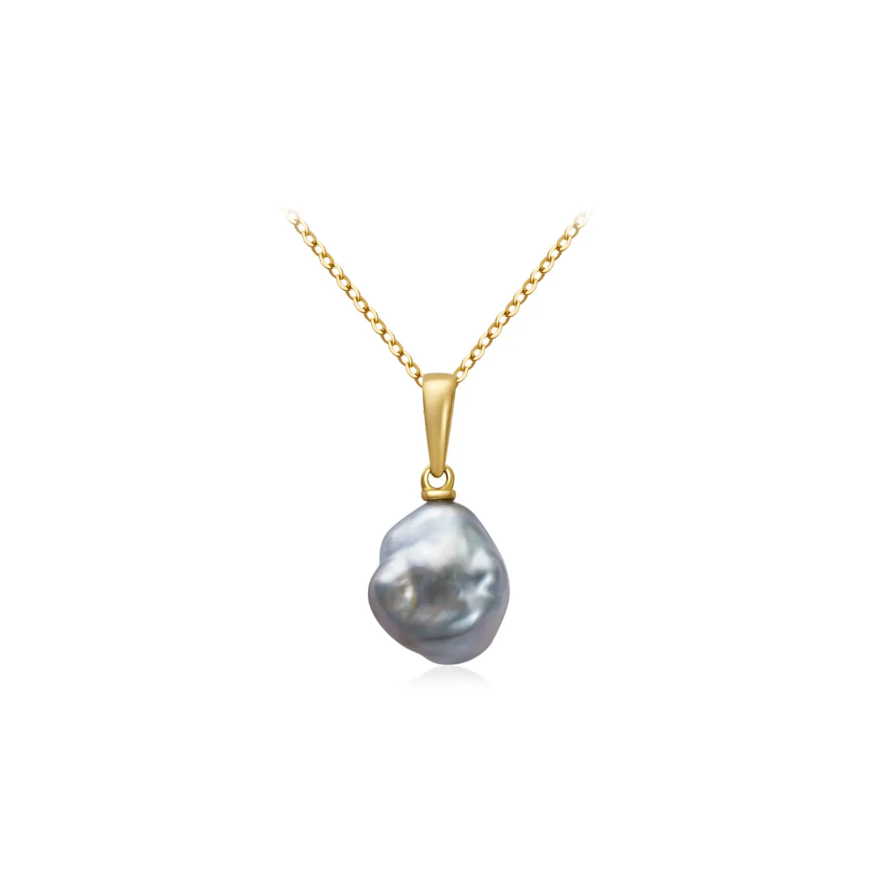 18K Solid Gold Saltwater Tahitian Keshi Pearl Necklace KN00171