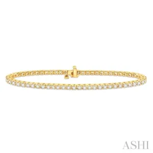 2 Ctw Square Shape Round Cut Diamond Tennis Bracelet in 14K Yellow Gold