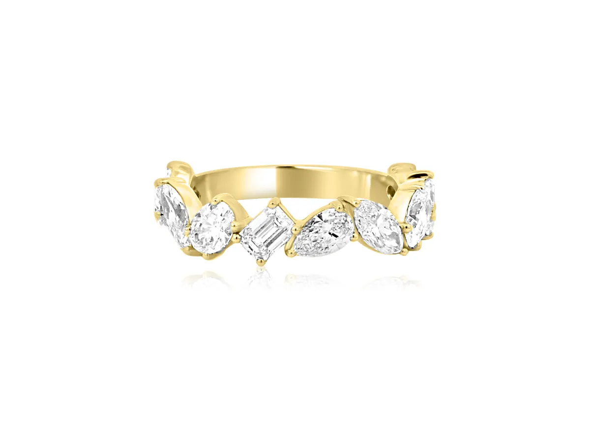 2.13cts E/FVS1 Mixed Lab Diamond Yellow Gold Ring