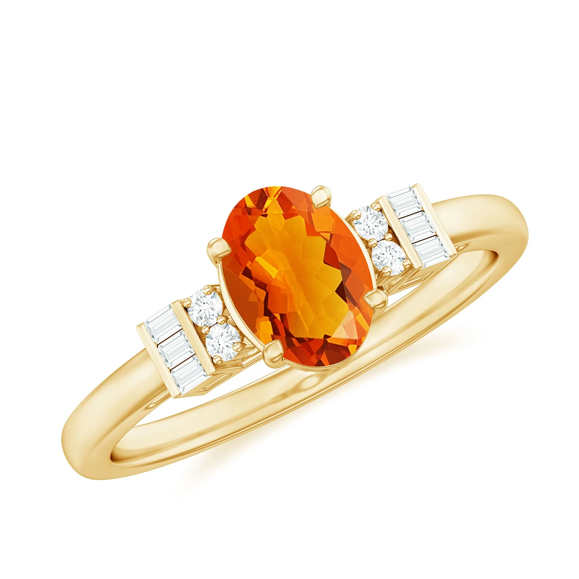 3/4 CT Natural Oval Cut Fire Opal Classic Engagement Ring with Diamond