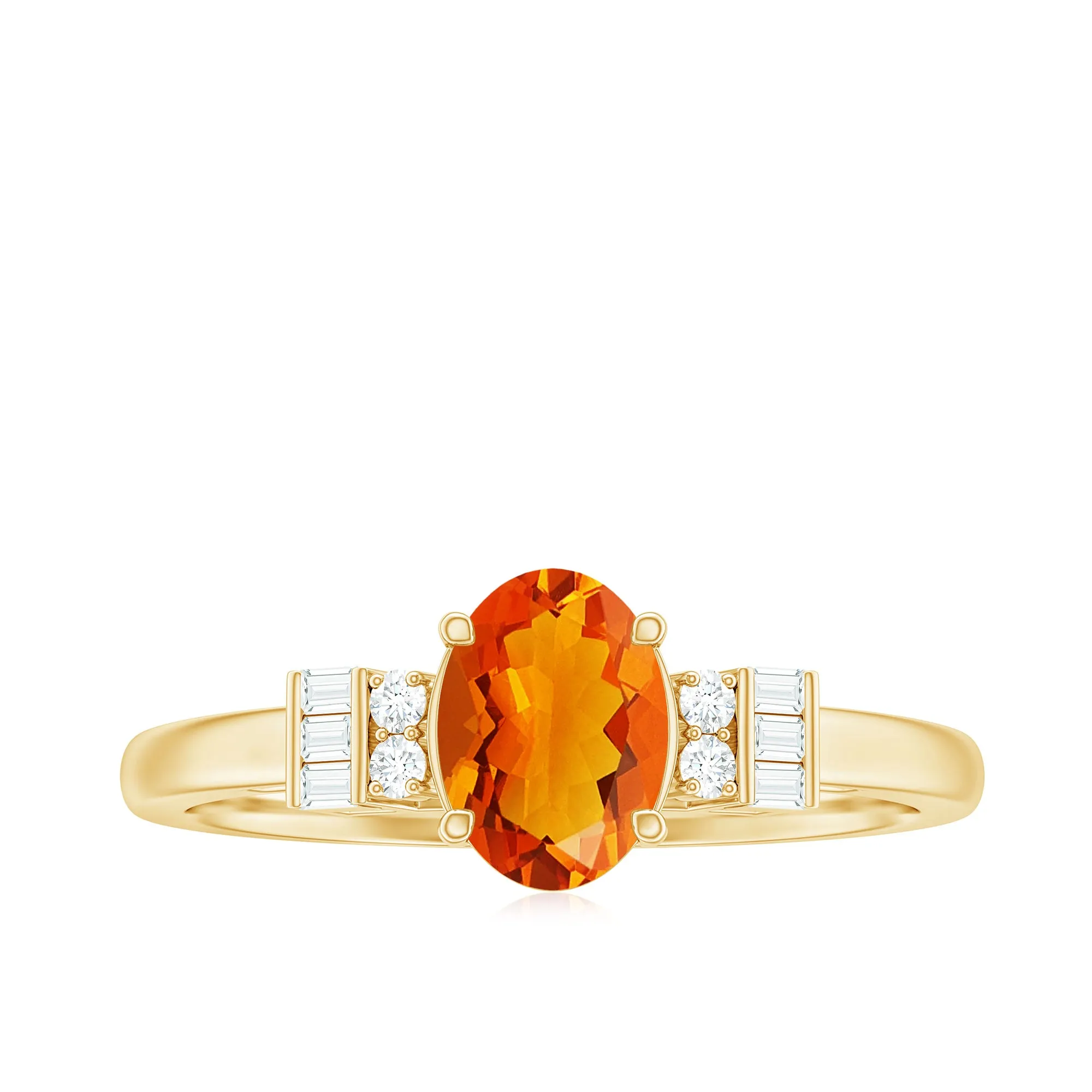 3/4 CT Natural Oval Cut Fire Opal Classic Engagement Ring with Diamond